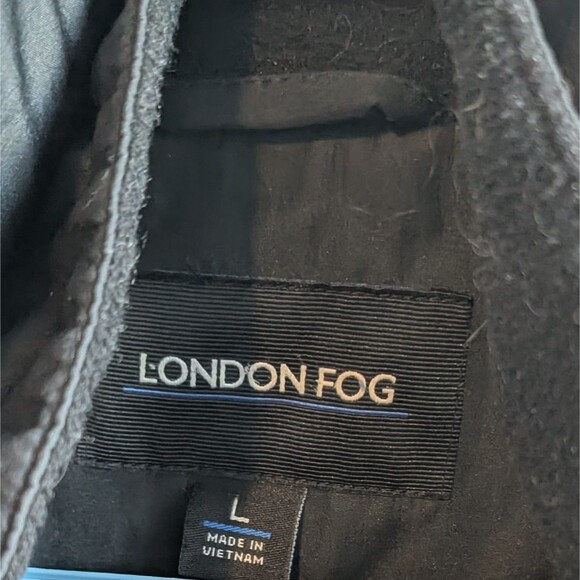 London Fog Men's Full Zip Button Quilted Lining Jacket Black Winter Warm Large - Picture 3 of 4